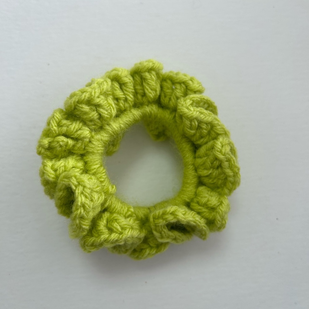 Lime Green Crochet Scrunchie
